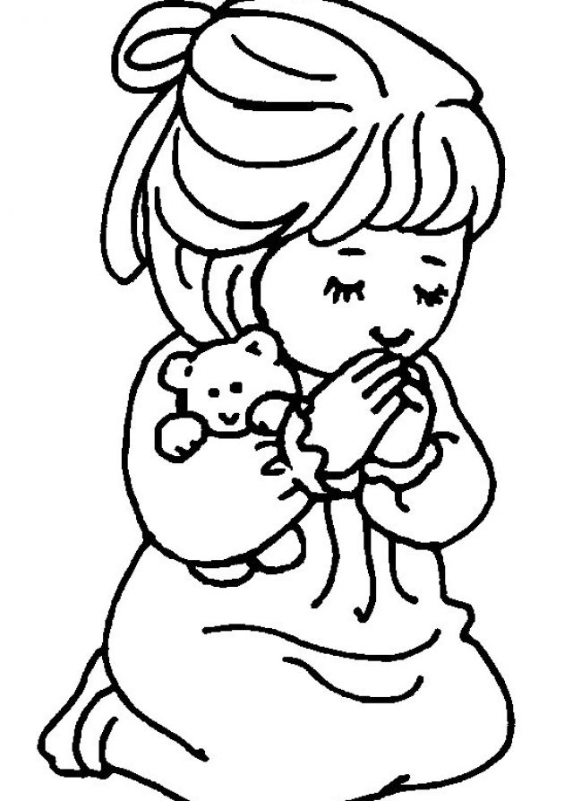 640x894 Free Coloring Page For Praying Little Girl Little Girl Praying