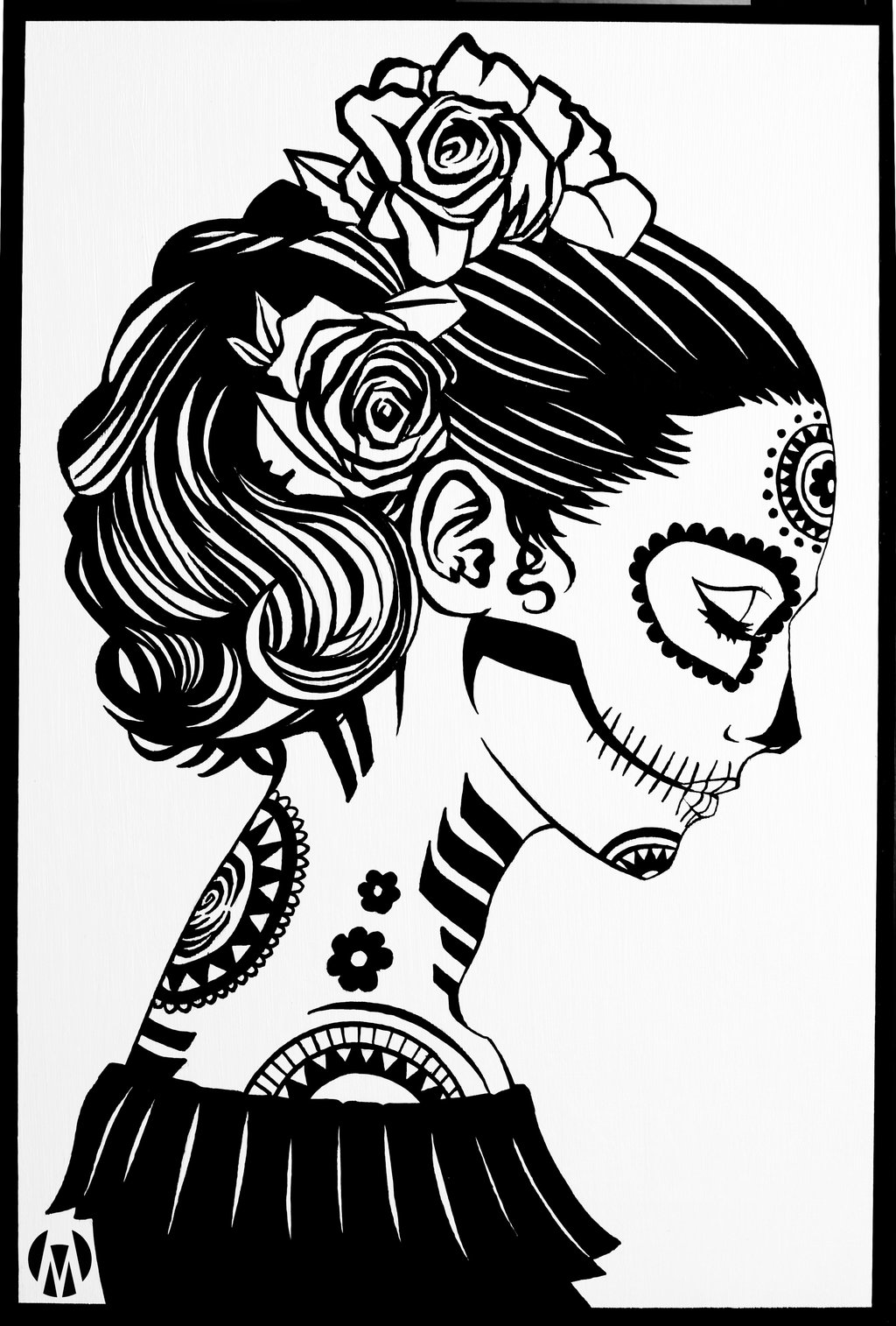 1024x1514 Day Of The Dead Profile Girl By Memoart78
