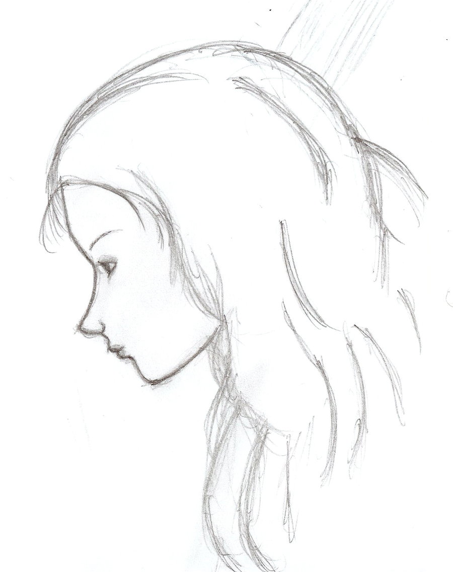 900x1136 Female Profile Sketch By Legnome