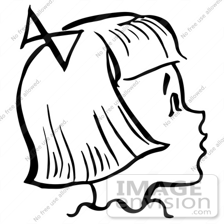 450x450 Clipart Of A Happy Retro Girl In Profile In Black And White