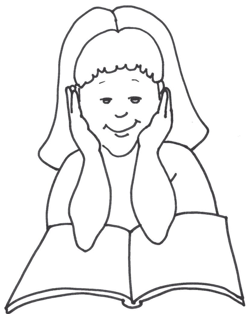 830x1042 Girl Reading Book Clipart Black And White