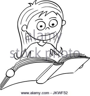 303x320 Illustration Of Cartoon Cute Girl Reading Book In Library Stock
