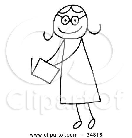 450x470 Clipart Illustration Of A Stick Person Girl Reading A Book By C