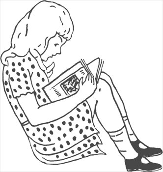 332x350 Free Girl Reading In Dress Clipart