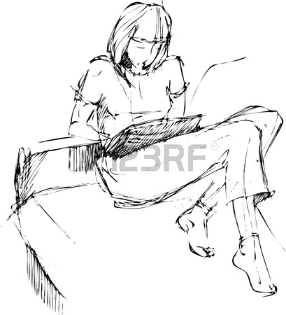 409x450 Girl Reading On Sofa Royalty Free Cliparts, Vectors, And Stock