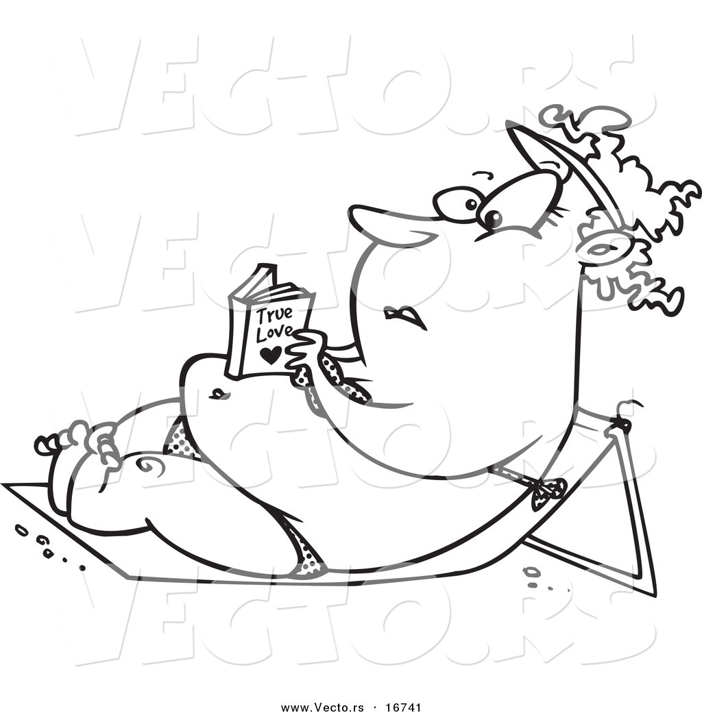 1024x1044 Vector Of A Cartoon Chubby Girl Reading A Romance Novel And Sun