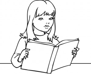 300x246 Printable Outline Of A Girl Reading A Book