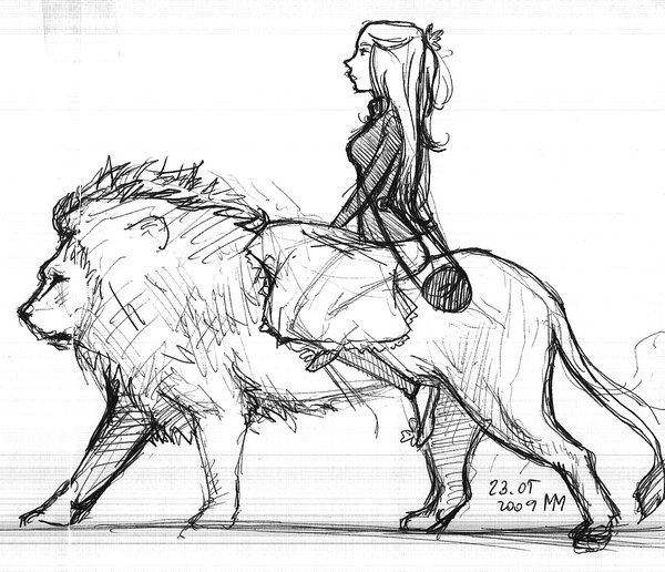 600x516 Girl And A Lion By Qmargot