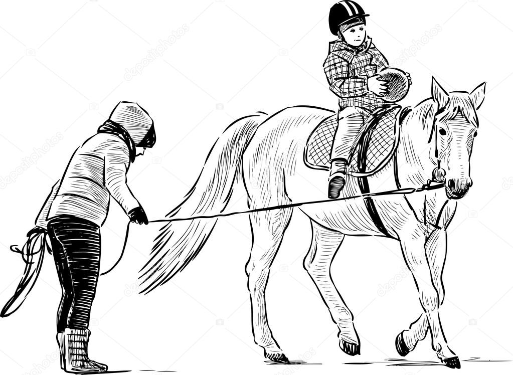 1023x748 Horse Riding Lesson Stock Vector Samakarov@mail.ru