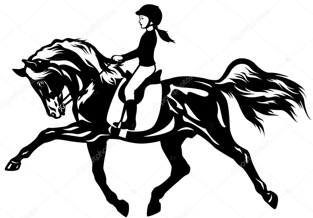 1023x712 Little Girl Riding Horse Stock Vector Insima