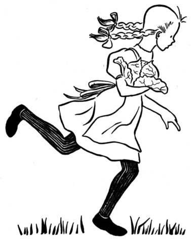 383x480 Girl Is Running Through The Garden Coloring Page Free Printable