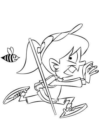 339x480 Girl Running From A Bee Coloring Page Free Printable Coloring Pages