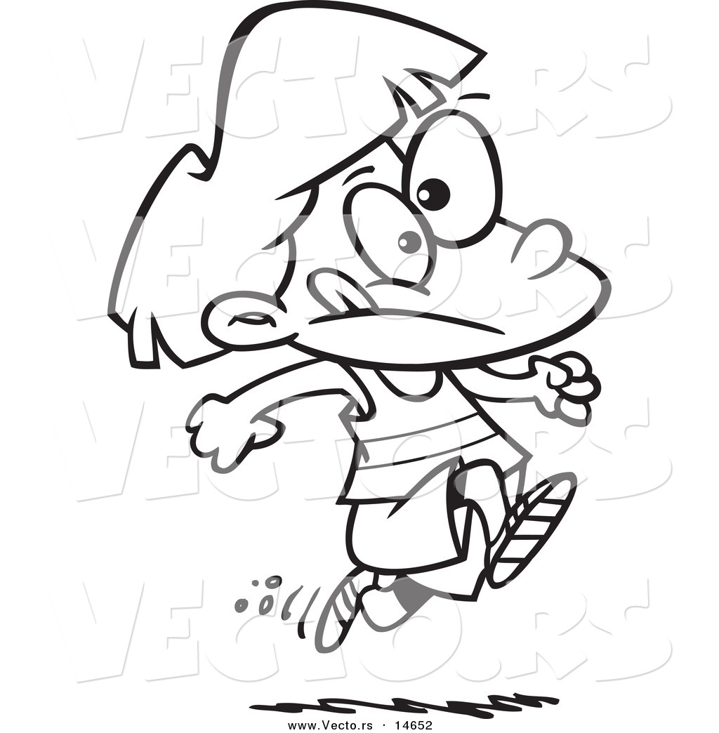 1024x1044 Vector Of A Cartoon Girl Running Track