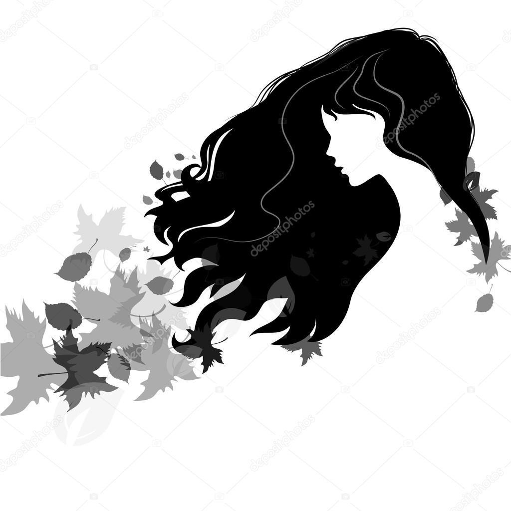 1024x1024 Beautiful Girl Silhouette With Flying Hair And Colorful Autumn