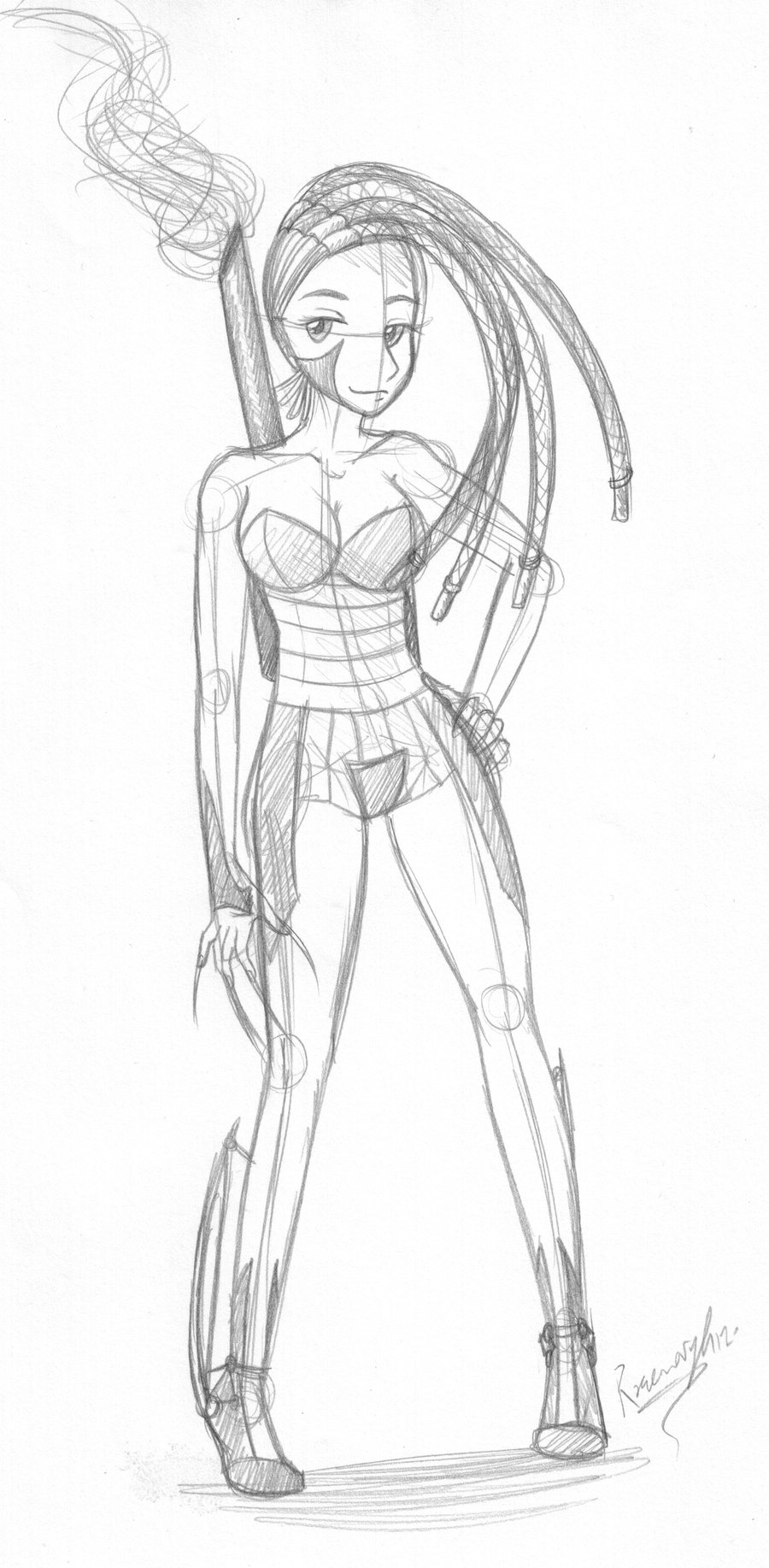 900x1834 Cyborg Girl Sketch By Alexfan101