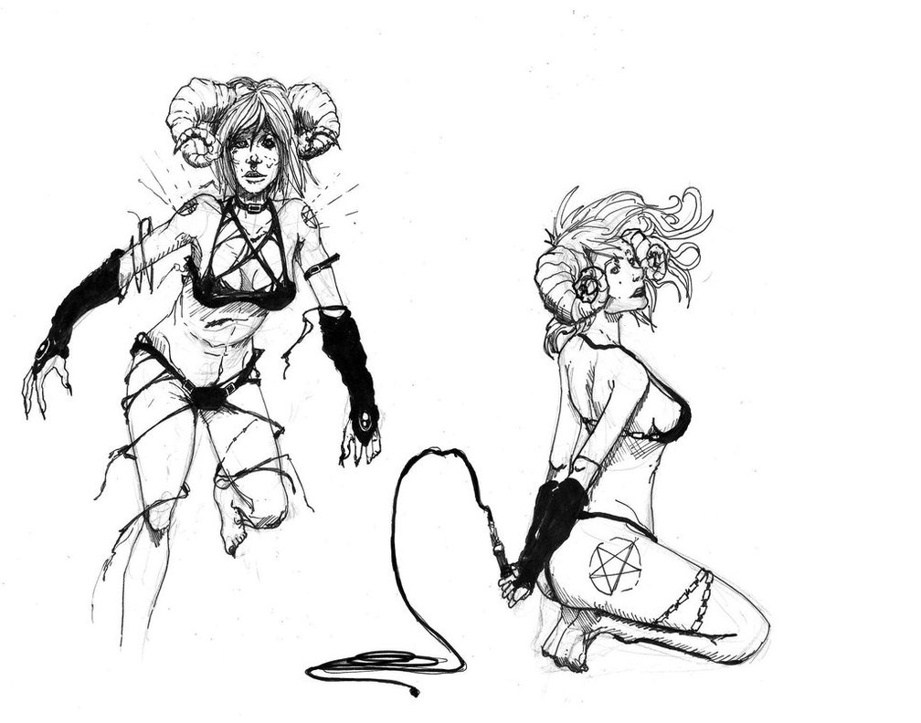 1008x792 Sexy Devil Girl Sketches Haha By Jaxmech
