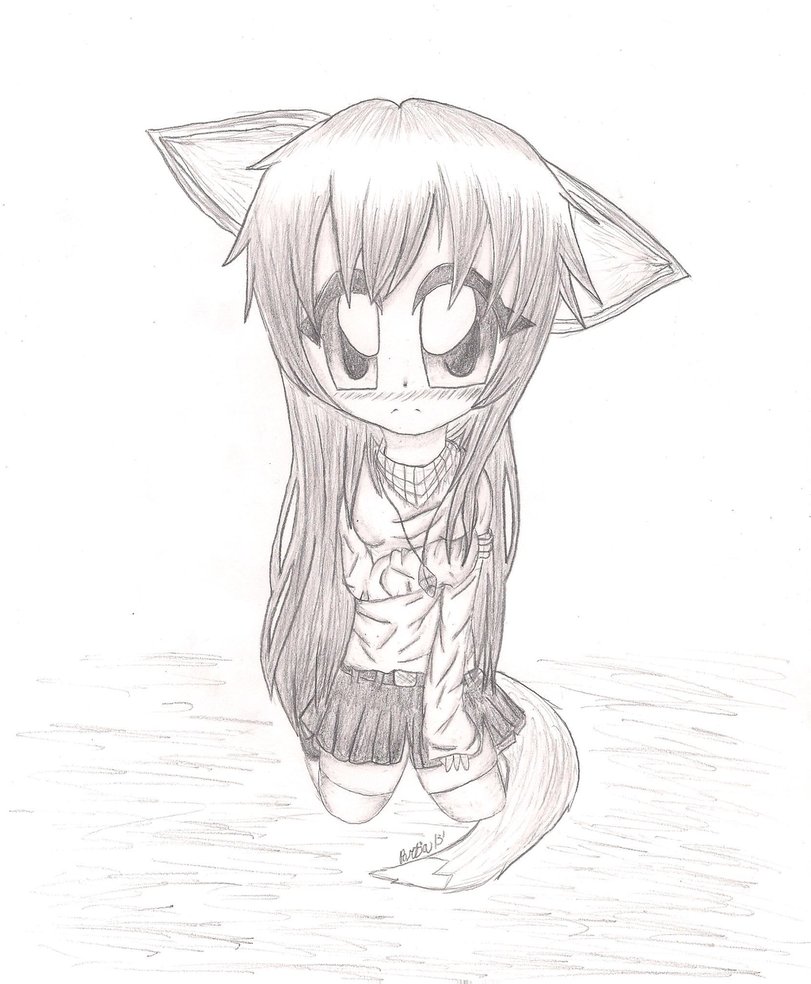 811x984 Shy Fox Anime Girl (Sketch) By Mysticalwaffles
