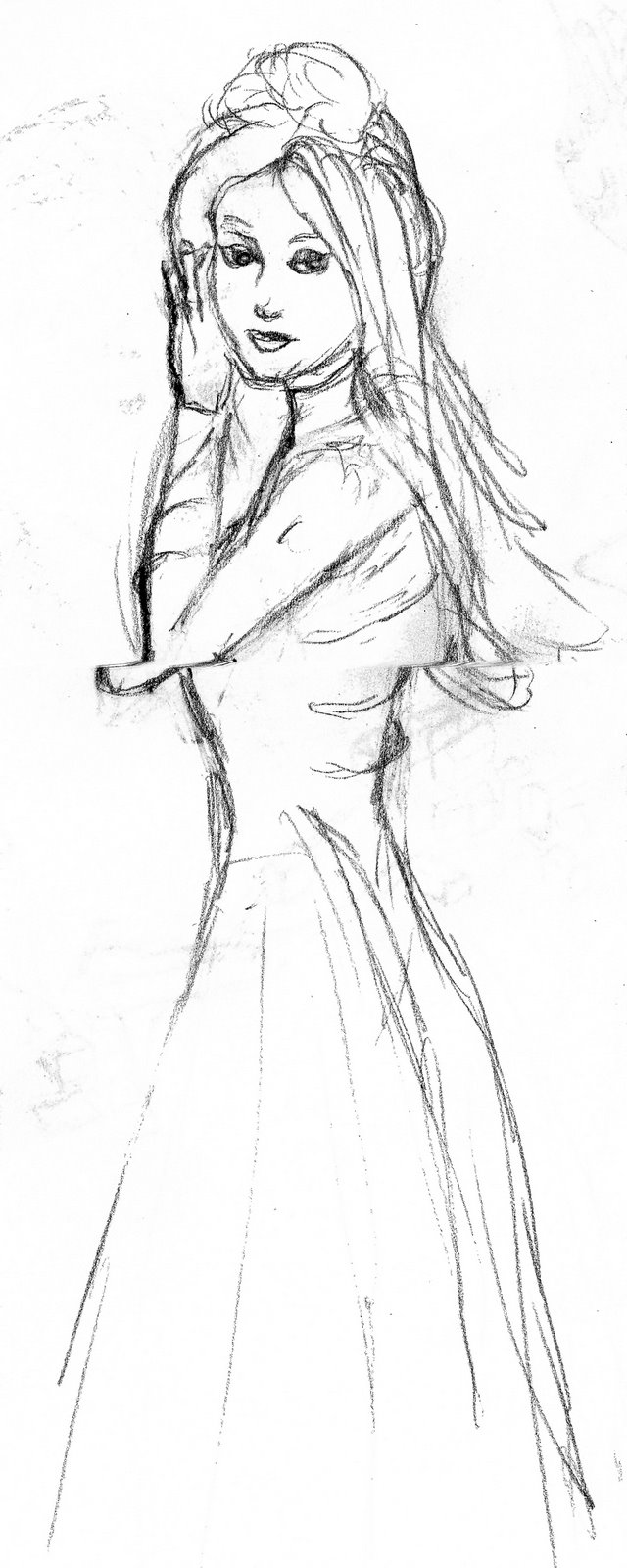 640x1600 Victorian Girl Sketch By Borsic