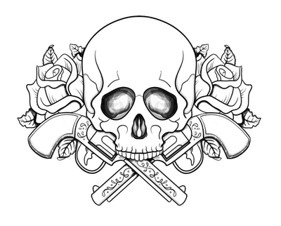 400x322 Gun Coloring Pages For Adults Skulls