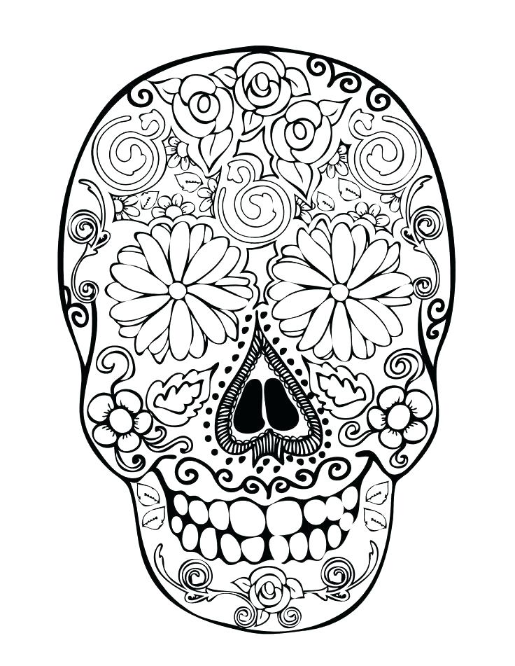 736x951 Skull Coloring Page Girl Skull Coloring Pages Colouring In Amusing
