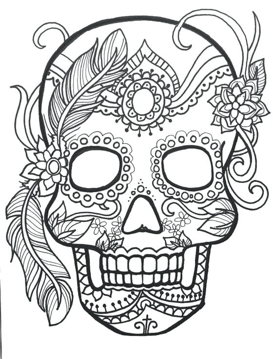 564x736 Cheap Sugar Skulls Coloring Pages Print Girl Skull Free Of Page