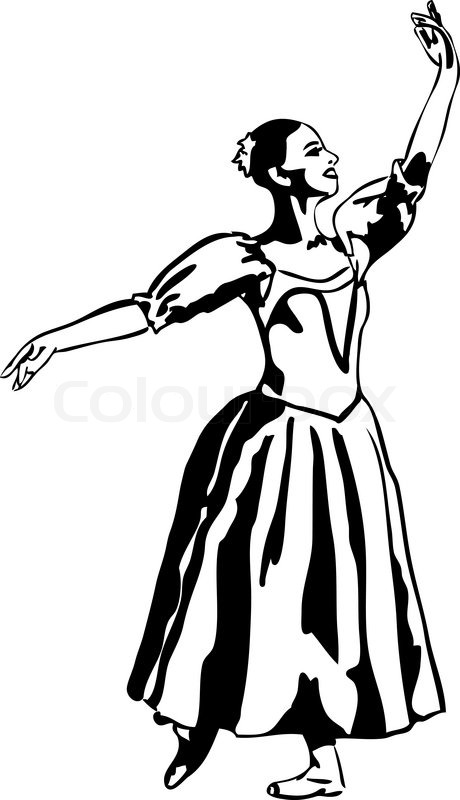 460x800 Sketch Of Girl's Ballerina Standing In A Pose Stock Vector