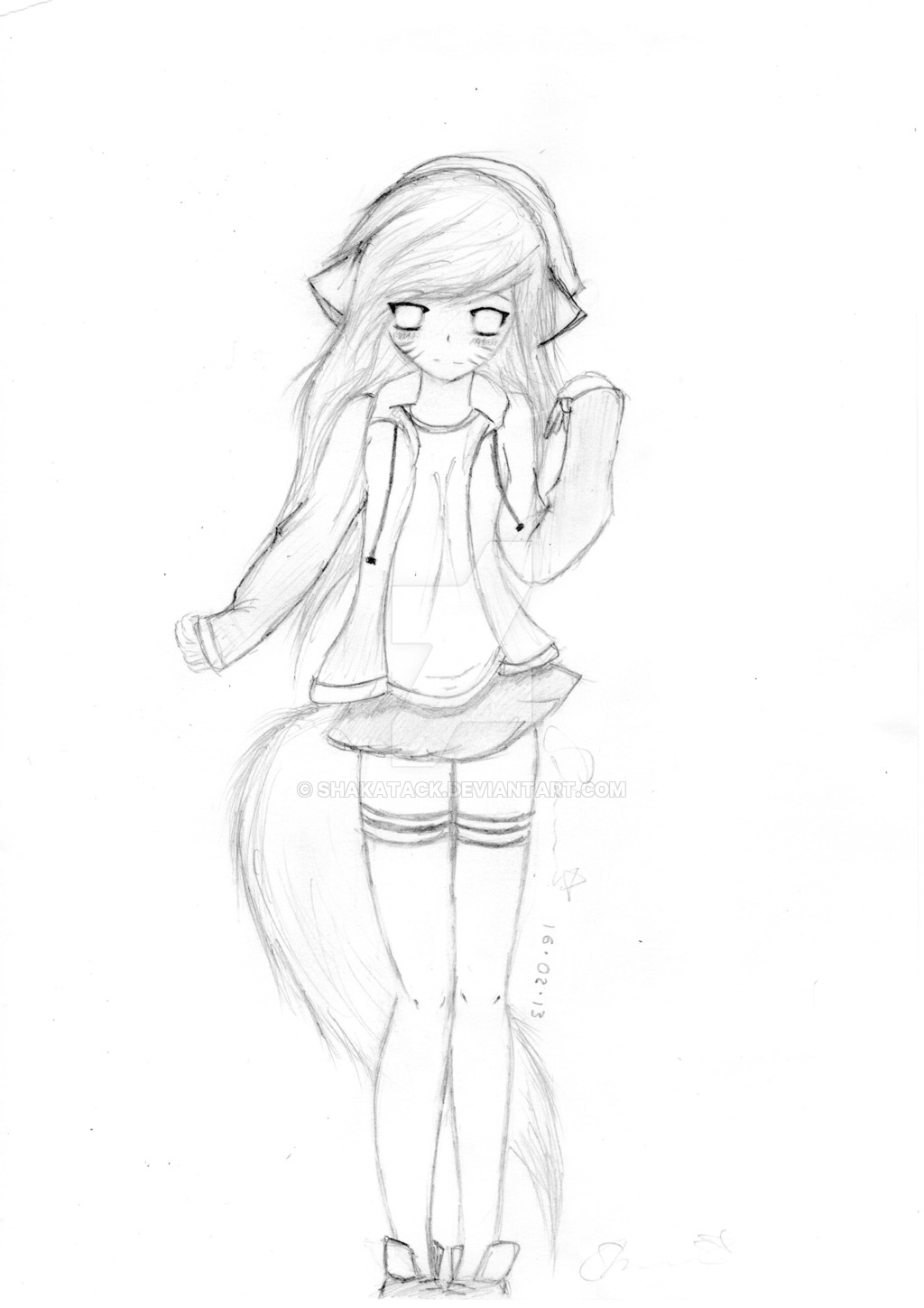 1024x1448 Anime Cat Girl By Shakatack