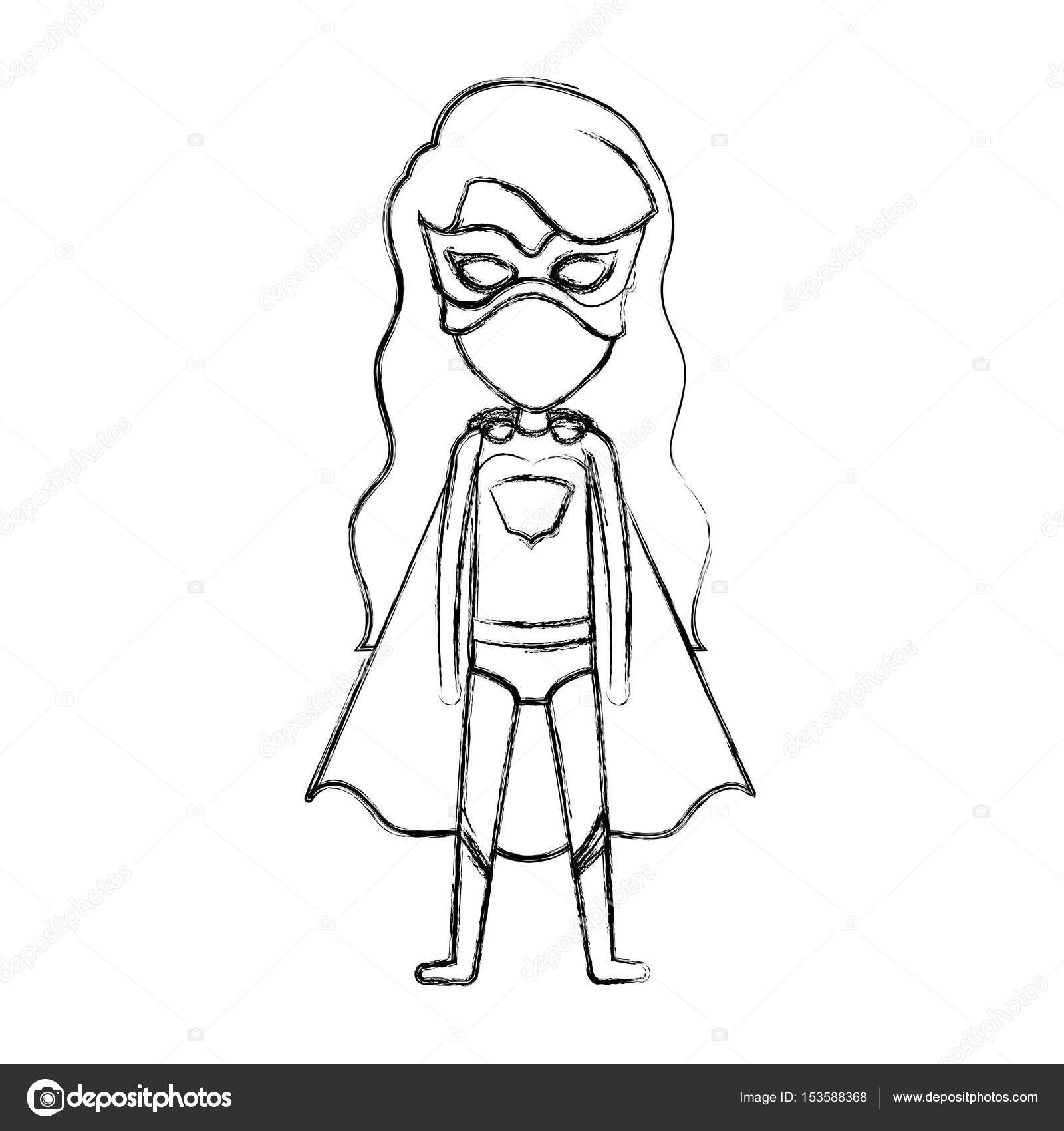 1600x1700 Monochrome Blurred Contour Faceless Of Standing Girl Superhero