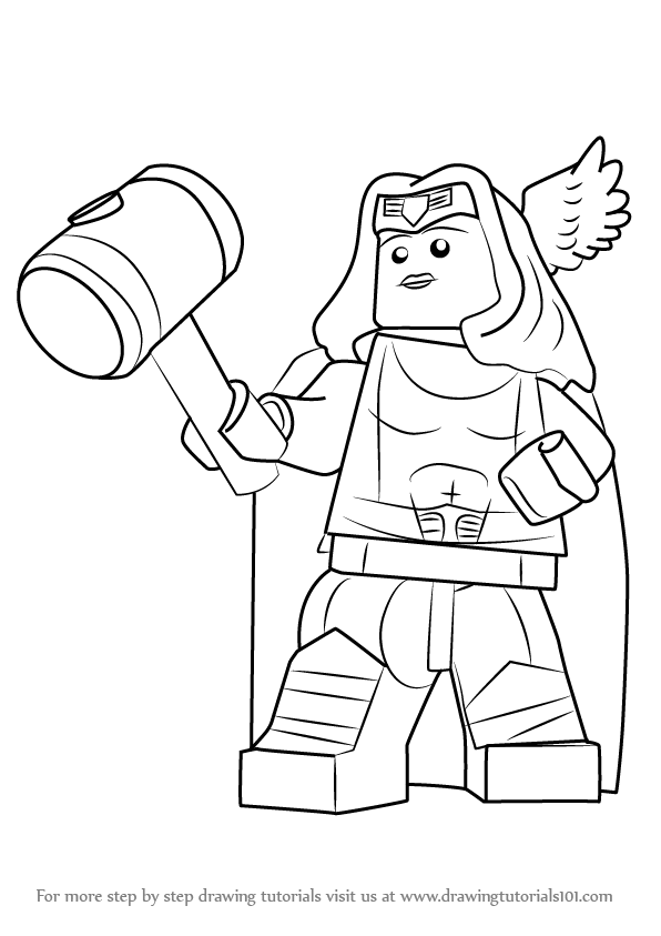 596x843 Learn How To Draw Lego Thor Girl (Lego) Step By Step Drawing