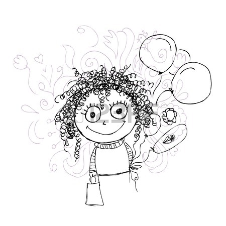 450x450 Funny Girl Sketch For Your Design Royalty Free Cliparts, Vectors