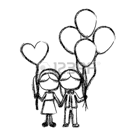 450x450 Red Silhouette Of Caricature Faceless Couple Of Boy And Girl