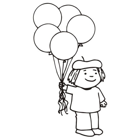 452x452 Boy Holding Balloons Clipart Black And White
