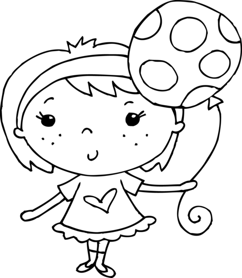 479x550 Coloring Page Of Girl With Balloon