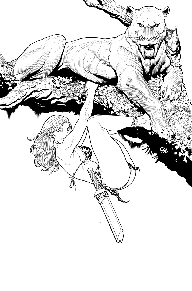 743x1127 Jungle Cat Girl, In Frank Cho's Jungle Art Comic Art Gallery Room