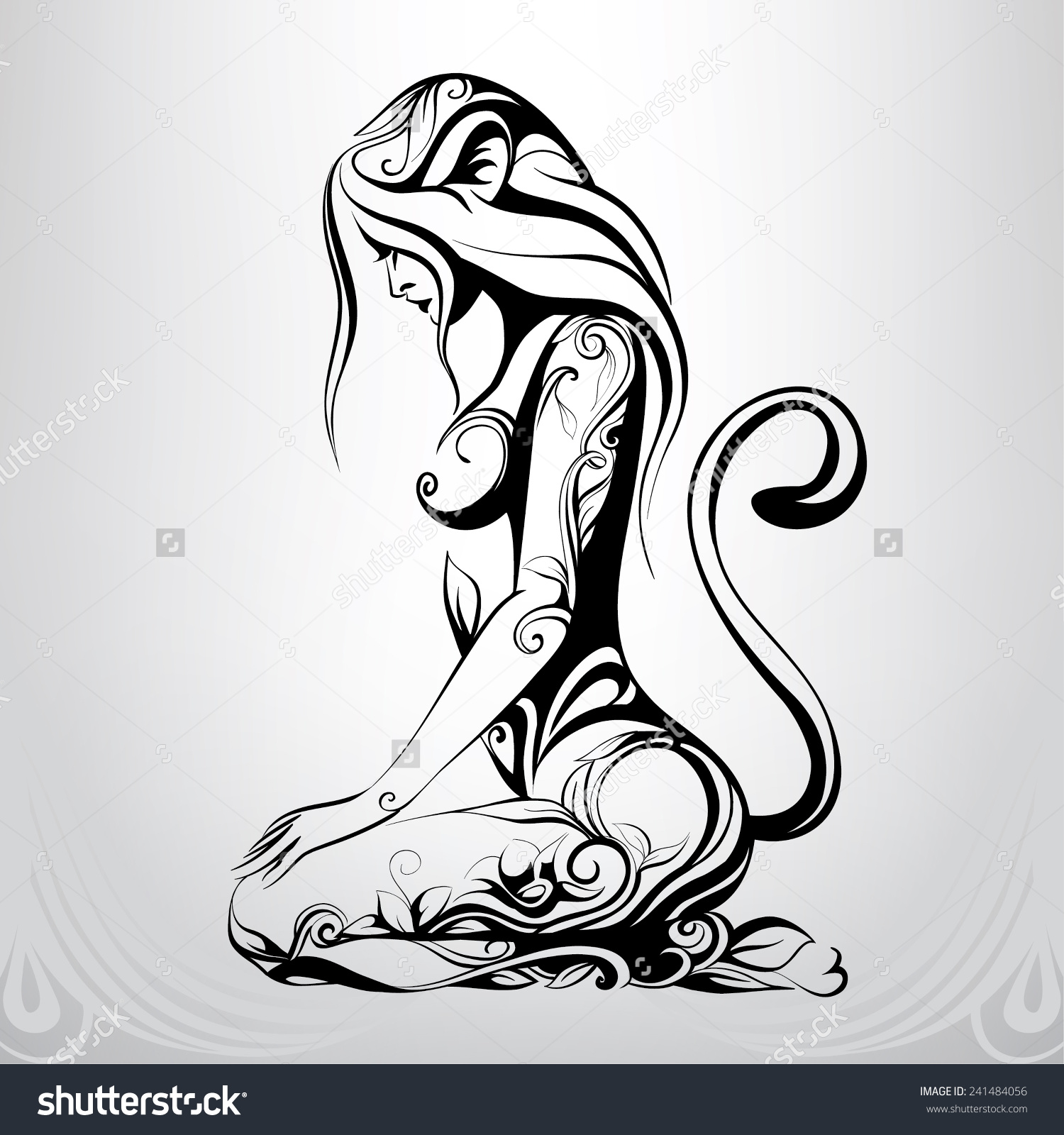 1500x1600 Vector Silhouette Of A Woman Cat Silhouettes