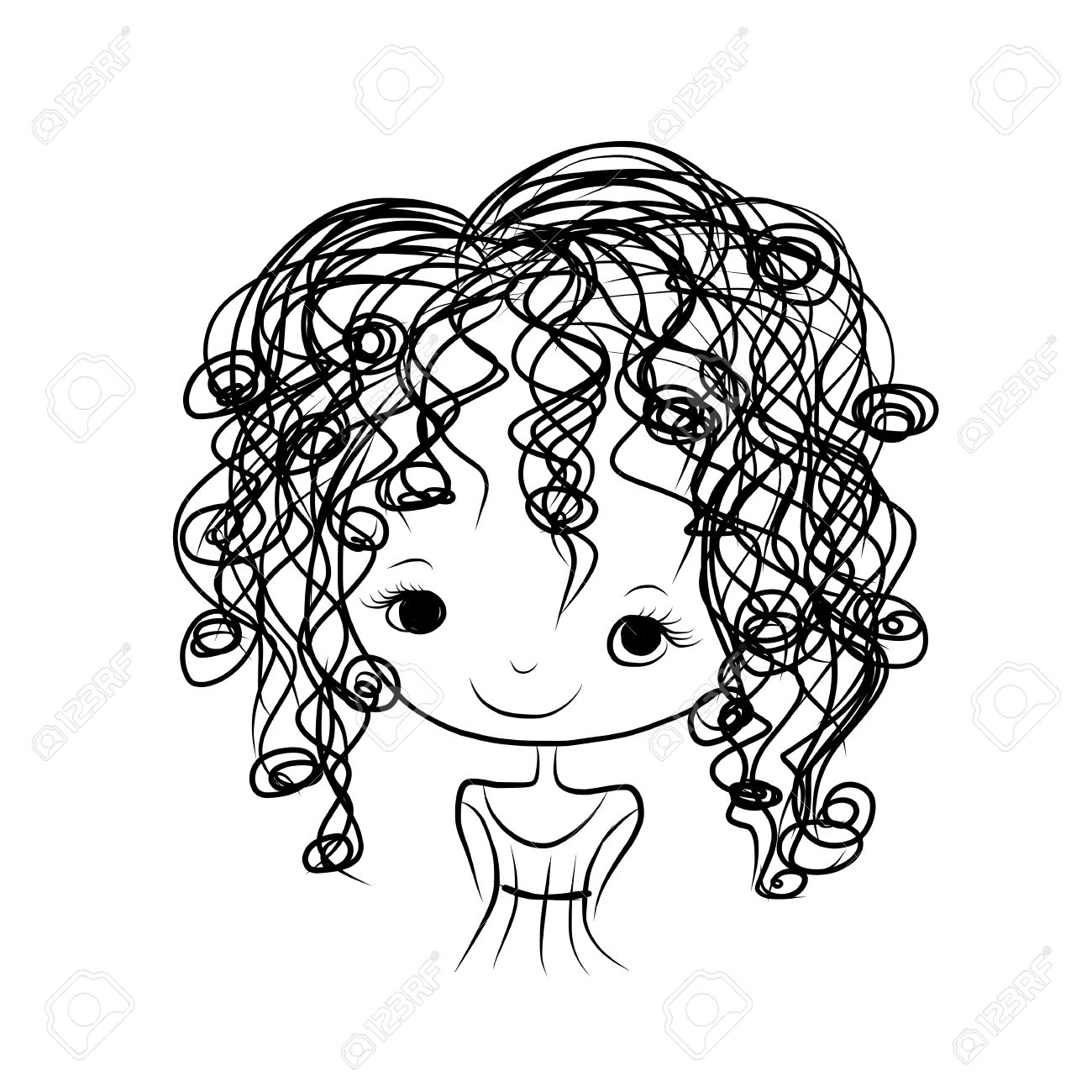 1300x1300 Cute Girl Smiling, Sketch For Your Design Royalty Free Cliparts