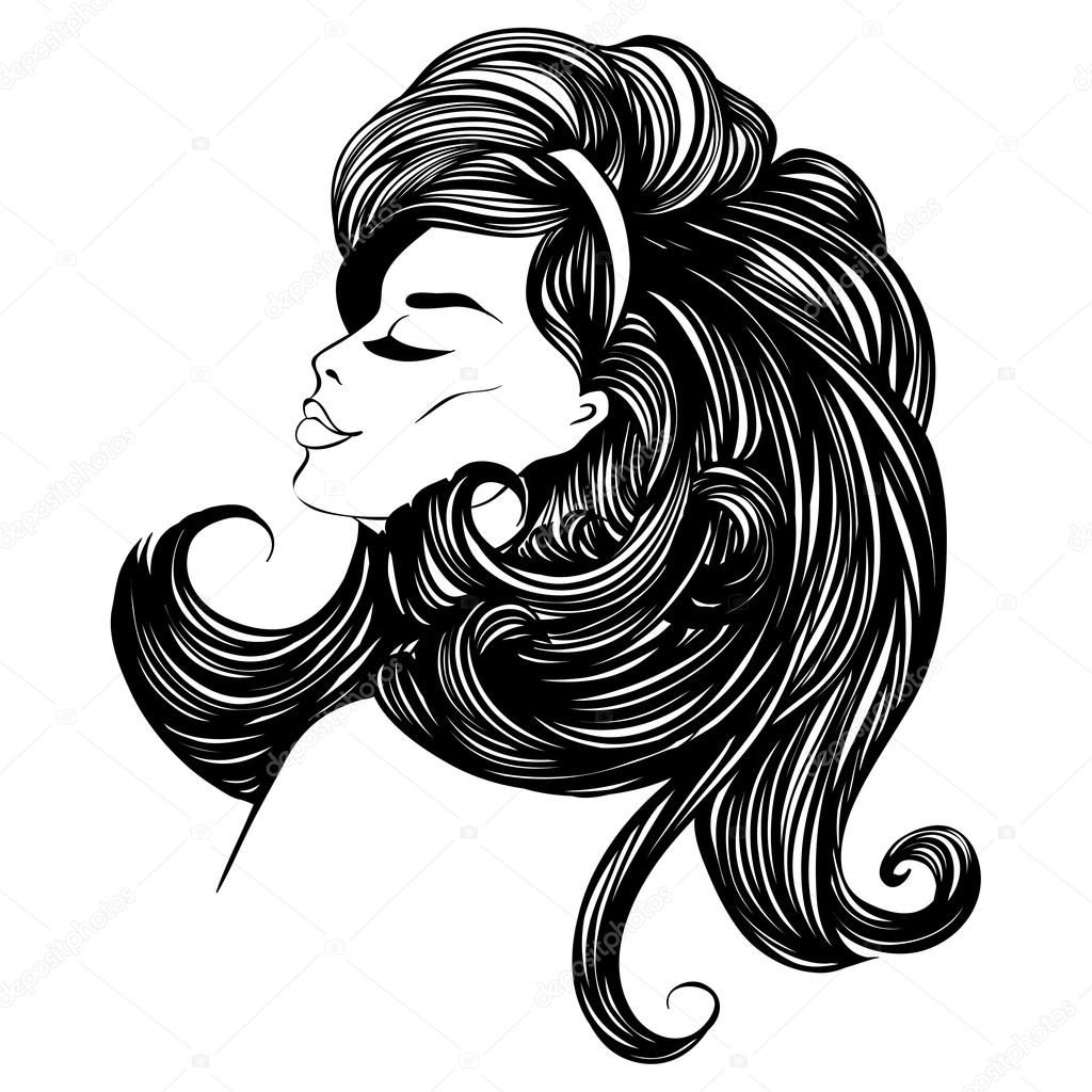 1024x1024 Fashion Beautiful Woman With Long Curly Hair. Stock Vector