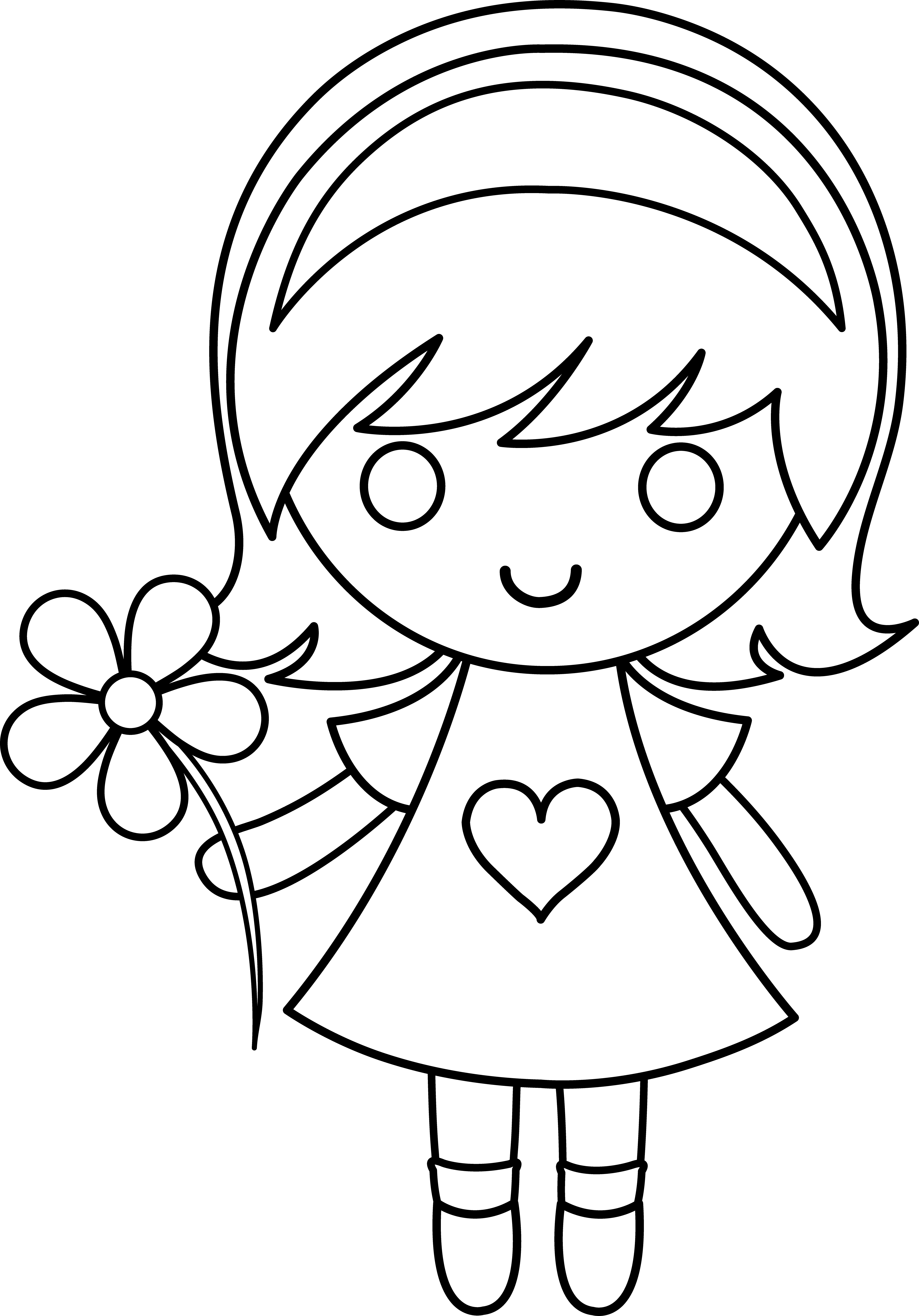 4536x6495 Daisy Girl Colorable Line Art