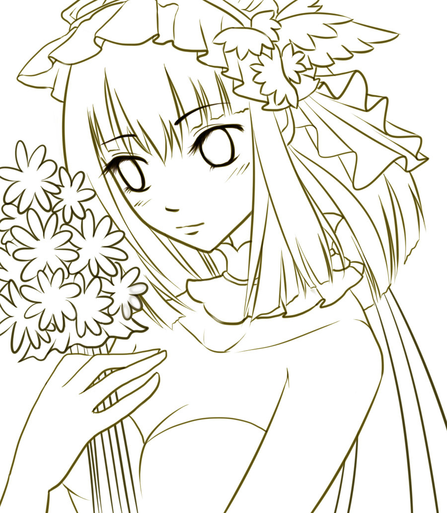 900x1033 Anime Flower Girl Drawing