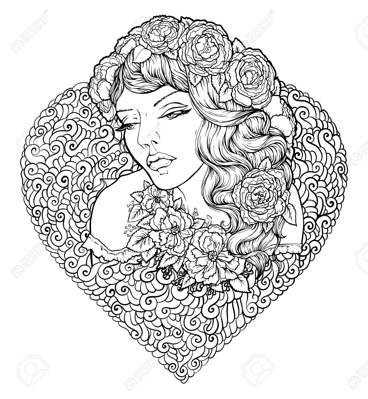 1199x1300 Face Of Pretty Elegant Boho Girl With Heart Shaped Frame