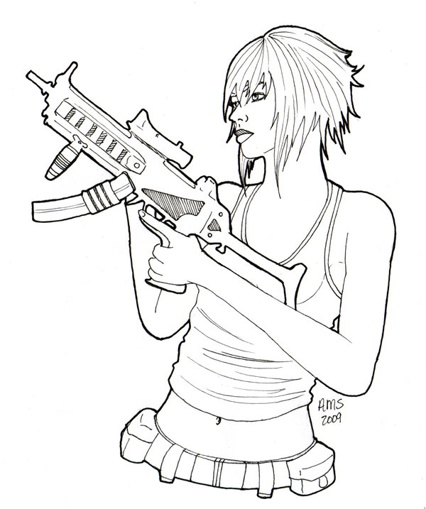 600x717 Girl With Gun By Luscyart