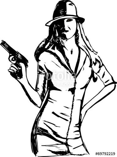 373x500 Black And White Drawing Girl Mafia Stock Image And Royalty Free