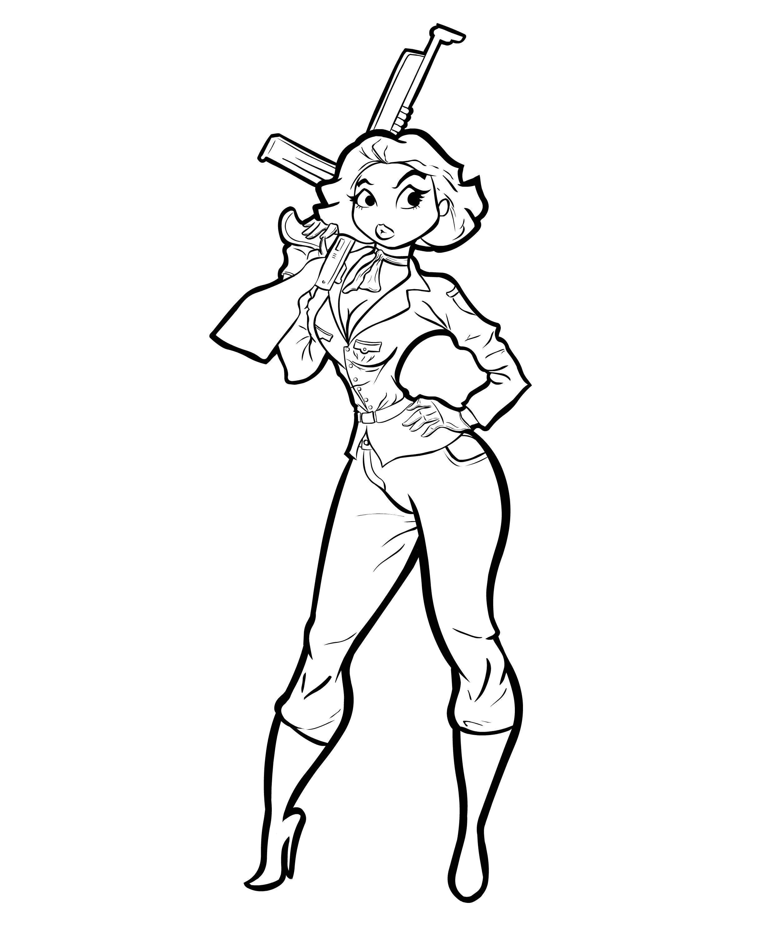 2500x3000 Toomy Gun Girl Line By Gadyariv