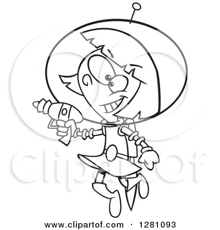 450x470 Cartoon Clipart Of Happy Little Space Girl Flyingnd Holding
