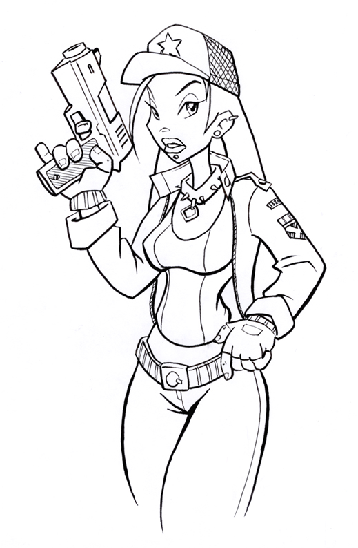 519x793 Gun Girl Sketch By Daeo