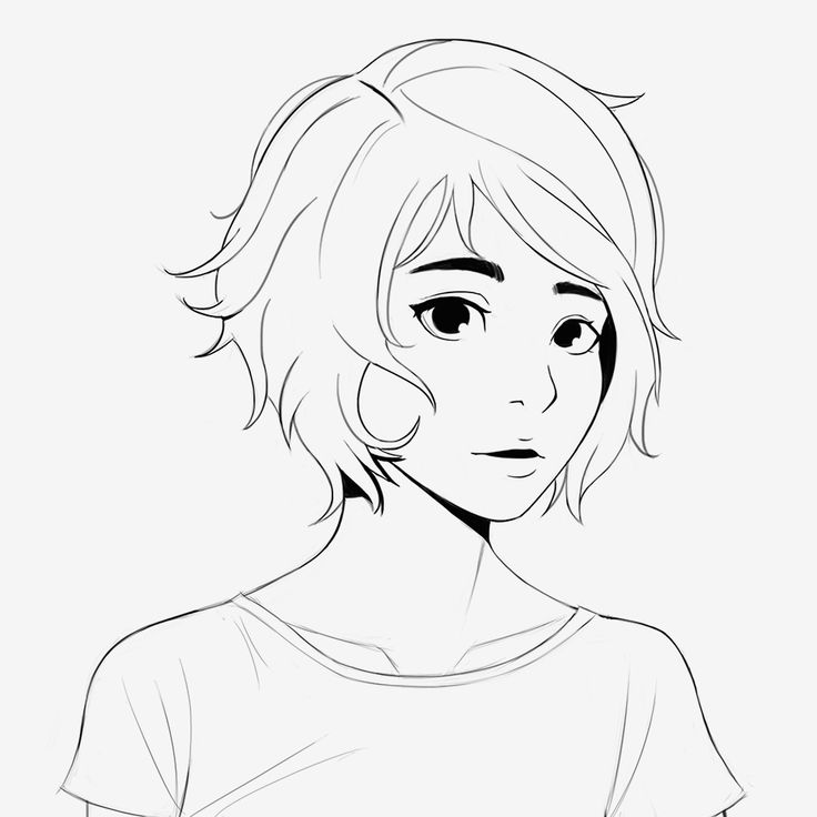 736x736 Pictures Short Hair Girl Drawings,
