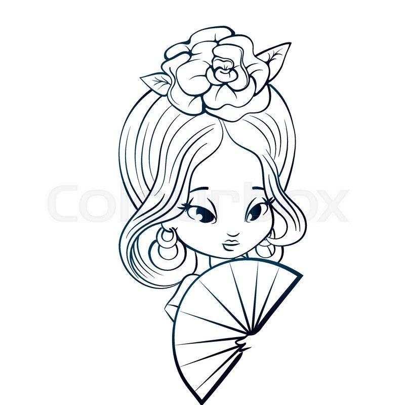 800x800 Chibi Character Girl In Spanish Costume With Rose Hairstyle
