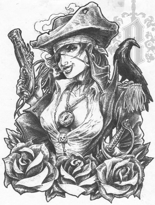 518x684 Pirate Girl Tattoos Ideas