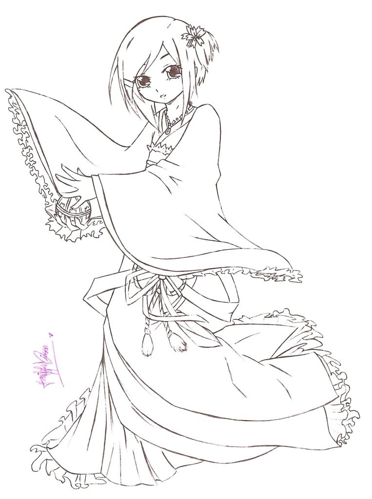 763x1024 How To Draw Anime Kimono Girl How To Draw Anime Manga And Rose