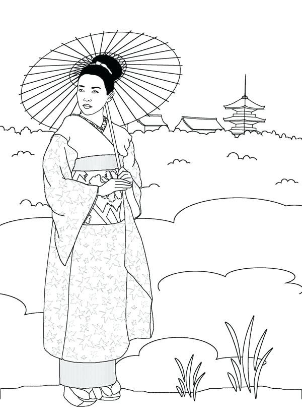 600x829 Geisha Coloring Pages Japanese Geisha Coloring Pages